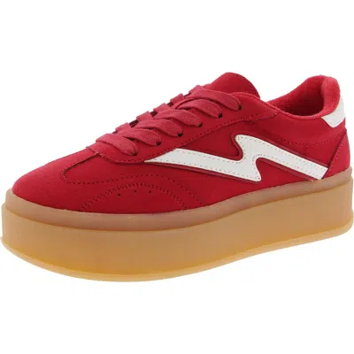 Madden Girl Womens Lace-up Suede Casual And Fashion Sneakers In Coral Multi