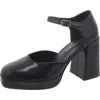 Madden Girl Womens Patent Block Heel Mary Jane Heels In Black