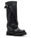 Madden Girl Womens Restore Knee High Slouchy Lug Sole Moto Boots Regular Wide Calf In Black