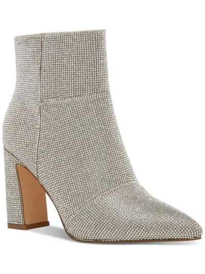 Madden Girl Womens Rhinestone Pointed Toe Booties In Gray
