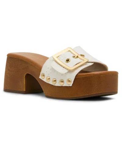 Madden Girl Woodlandd Platform Block-heel Sandals In White