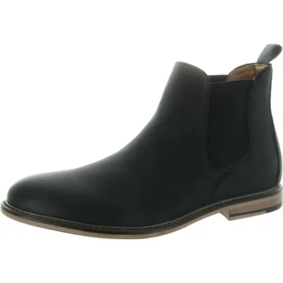 Madden Mens Mixed Media Leather Chelsea Boots In Black