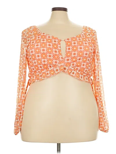 Pre-owned Madden Nyc 3/4 Sleeve Blouse In Orange