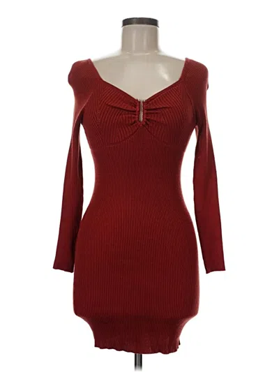 Pre-owned Madden Nyc Casual Dress In Burgundy