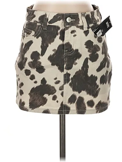 Pre-owned Madden Nyc Denim Skirt In Ivory