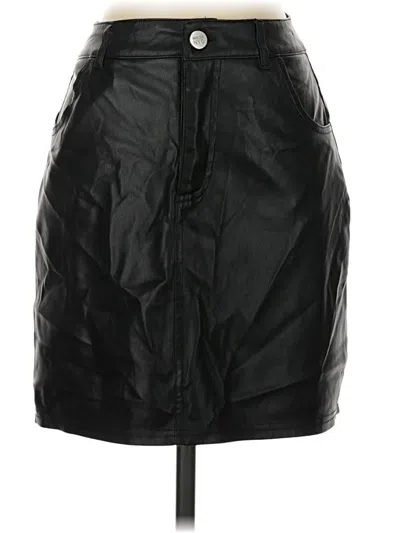 Pre-owned Madden Nyc Faux Leather Skirt In Black
