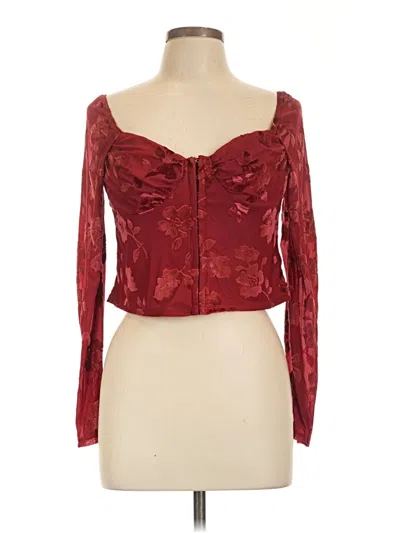 Pre-owned Madden Nyc Long Sleeve Blouse In Burgundy