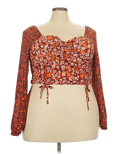 Pre-owned Madden Nyc Long Sleeve Blouse In Orange