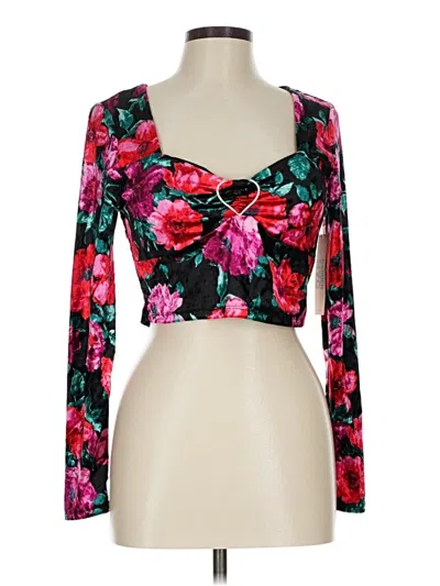 Pre-owned Madden Nyc Long Sleeve Top Black Sweetheart Neckline Tops