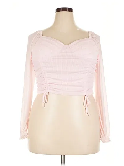 Pre-owned Madden Nyc Long Sleeve Top Pink Sweetheart Neckline Tops