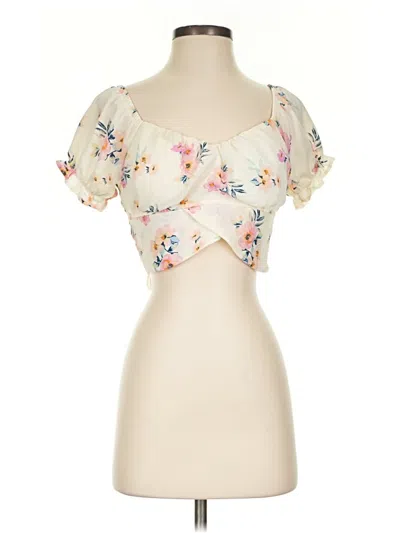 Pre-owned Madden Nyc Short Sleeve Blouse In Ivory