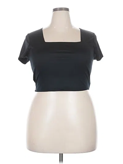 Pre-owned Madden Nyc Short Sleeve Top Black Square Neckline Tops