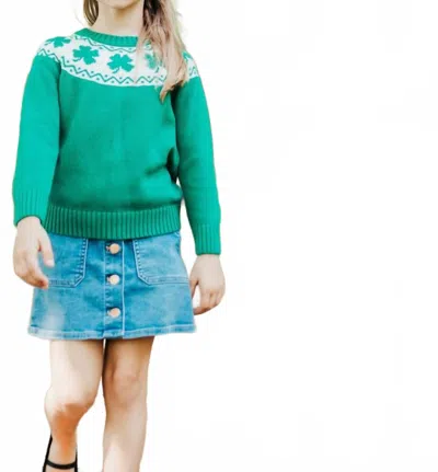 Maddie & Connor Co. Toddler's Lucky Clover Sweater In Green
