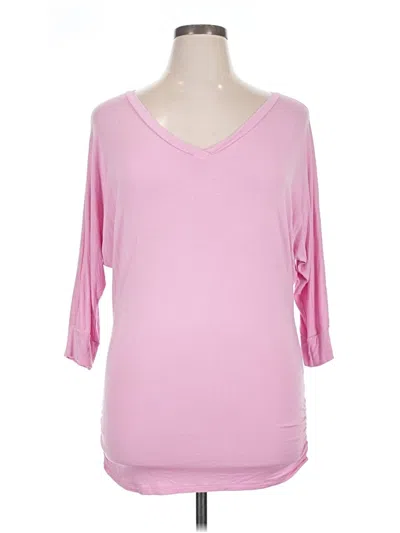 Pre-owned Made By Johnny 3/4 Sleeve Top Pink V Neck Tops