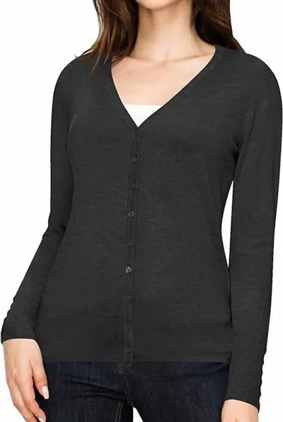 Made By Johnny Keep It Classic V-neck Cardigan In Charcoal In Pink