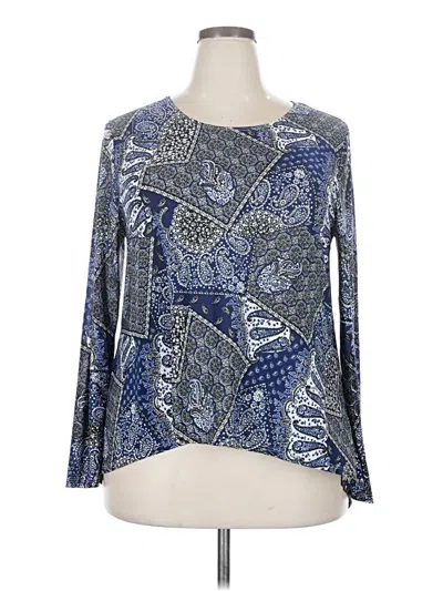 Pre-owned Made By Johnny Long Sleeve Blouse In Blue