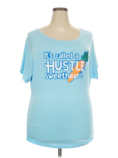Pre-owned Made By Johnny Short Sleeve Top Blue Sweetheart Neckline Tops