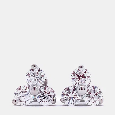 Pre-owned Made By Man 10k 3 Stone Clover Cluster Earrings (1 Ctw)