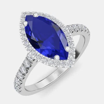 Pre-owned Made By Man 10k Blue Sapphire Lab Grown Bridal Ring (2.50 Ctw)