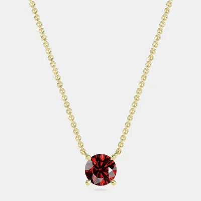 Pre-owned Made By Man 10k Yellow Gold Round Lab Created Garnet Stone Solitaire Pendant (2.00 Ctw)