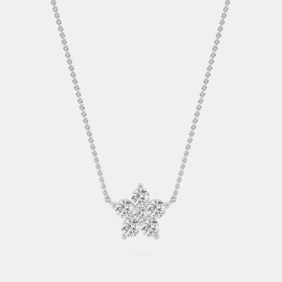 Pre-owned Made By Man 14k 6 Lab Grown Diamond Stone Flower 18" Pendant With Chain (0.85 Ctw)