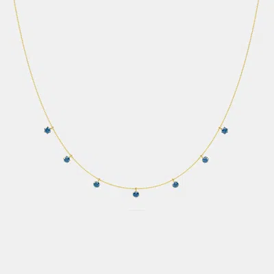 Pre-owned Made By Man 14k 7 Blue Lab Grown Diamond Stone 18" Pendant (1.50 Ctw)