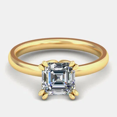 Pre-owned Made By Man 14k Asscher Two Tone Solitaire Lab Grown Diamonds Bridal Ring (1ctw) Us 7