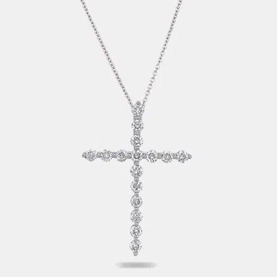 Pre-owned Made By Man 14k Cross Pendant (2ctw)