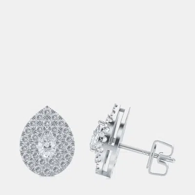 Pre-owned Made By Man 14k Double Halo Earrings (1 Ctw)