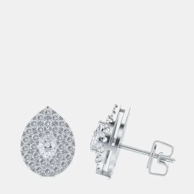 Pre-owned Made By Man 14k Double Halo Earrings (3/4 Ctw)
