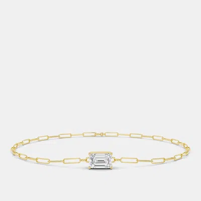 Pre-owned Made By Man 14k Emerald Shape Paper Clip 6.5" Lab Grown Diamond Bracelet (0.70 Ctw)