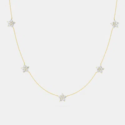 Pre-owned Made By Man 14k Flower Station Lab Grown Diamond Necklace (3.50 Ctw)