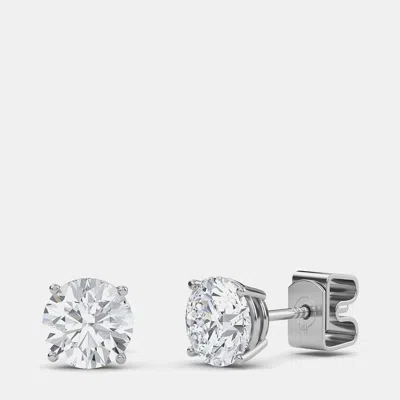 Pre-owned Made By Man 14k Four Prongs Basket Round Solitaire Earrings (3/4 Ctw)