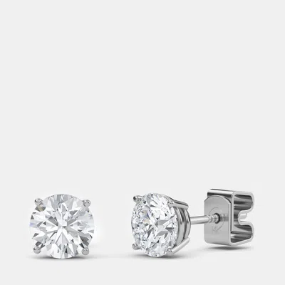 Pre-owned Made By Man 14k Four Prongs Basket Round Solitaire Earrings (7/8 Ctw)