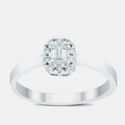 Pre-owned Made By Man 14k Halo Bridal Ring (1/4 Ctw) Eu 48