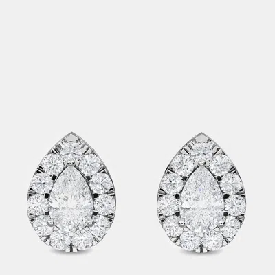 Pre-owned Made By Man 14k Halo Earrings (1.5 Ctw)