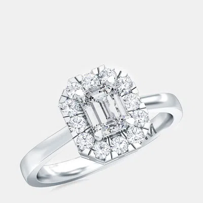 Pre-owned Made By Man 14k Halo Emerald Cut 13 Lab Grown Diamond Ring (1 Ctw)
