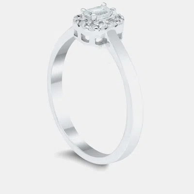 Pre-owned Made By Man 14k Halo Lab Grown Diamonds Bridal Ring (1/4 Ctw) Us 7
