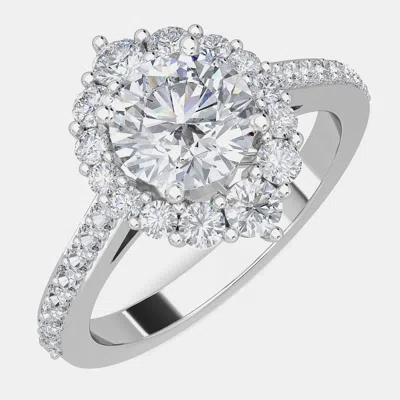 Pre-owned Made By Man 14k Halo Lab Grown Diamonds Bridal Ring (2ctw Rd 1.25ct) Us 7