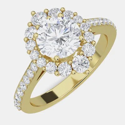 Pre-owned Made By Man 14k Halo Lab Grown Diamonds Bridal Ring (2ctw Rd 1.25ct) Us 7