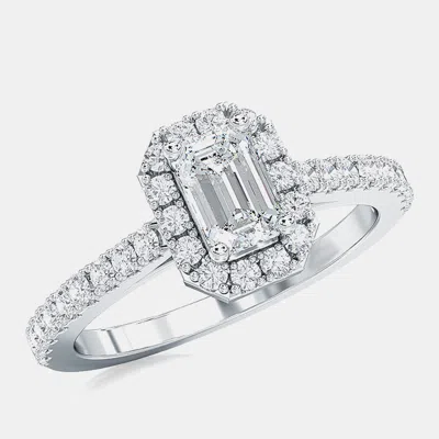 Pre-owned Made By Man 14k Halo Lab Grown Diamonds Bridal Ring Us 7