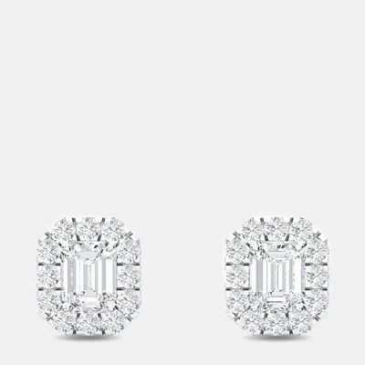 Pre-owned Made By Man 14k Halo Lab Grown Diamonds Earrings (1/2 Ctw)