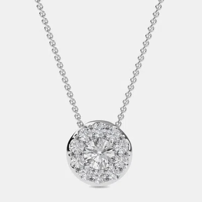 Pre-owned Made By Man 14k Halo Lab Grown Diamonds Pendant (1/2 Ctw)