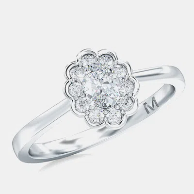 Pre-owned Made By Man 14k Halo Oval Cut Lab Grown Diamonds Bridal Ring (1 Ctw) Us 7