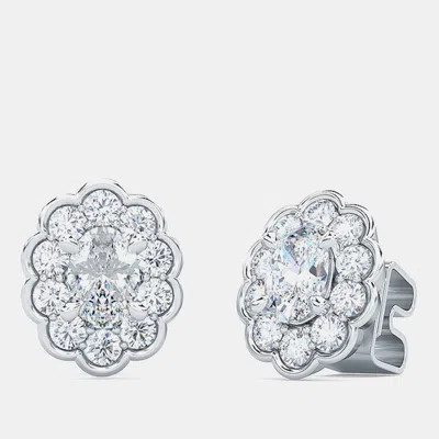 Pre-owned Made By Man 14k Halo Oval Cut Lab Grown Diamonds Earrings (1 Ctw 1/3 Ctr)