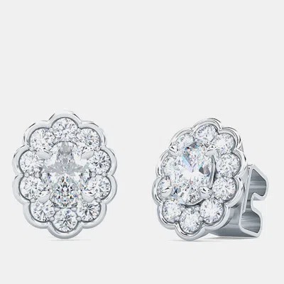 Pre-owned Made By Man 14k Halo Oval Cut Lab Grown Diamonds Earrings (1/2 Ctw)