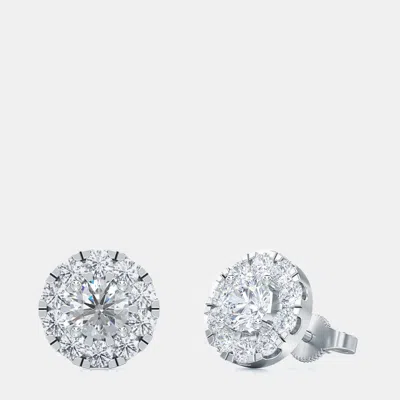 Pre-owned Made By Man 14k Halo Round 22 Lab Grown Diamond Earrings (1 Ctw)