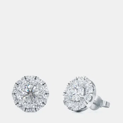 Pre-owned Made By Man 14k Halo Round Earrings (1/2 Ctw)