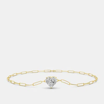 Pre-owned Made By Man 14k Heart Shape Paper Clip 6.5" Lab Grown Diamond Bracelet (0.50 Ctw)