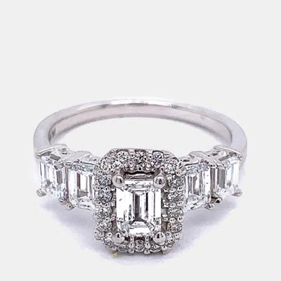 Pre-owned Made By Man 14k Lab Grown Diamonds Emerald Halo Ring (1 1/2ctw) Us 7